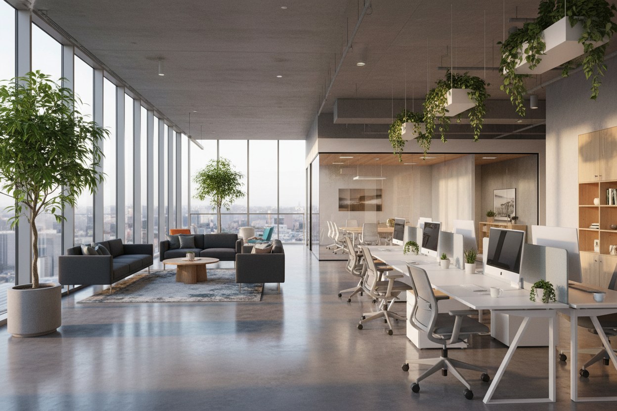 Maslak ofis binası — HDR iç mekân mimari fotoğrafı